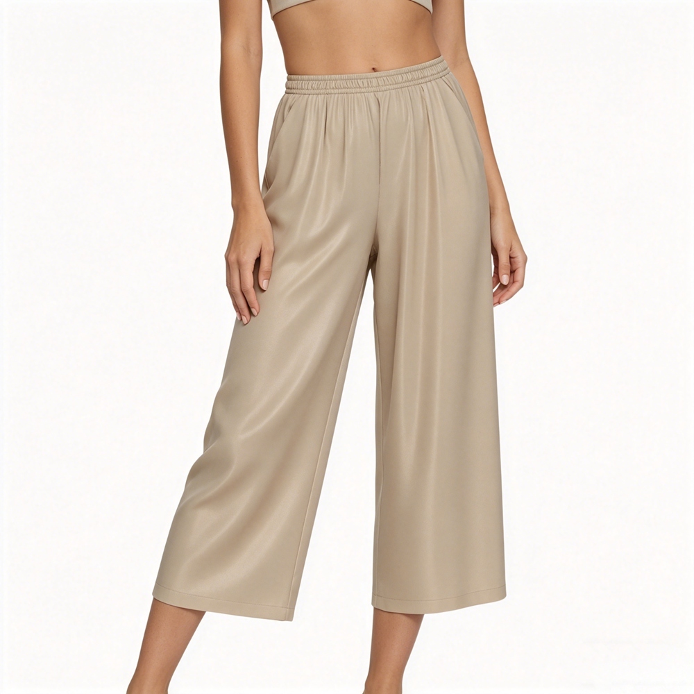 100% Silk 3/4 Wide Leg Pants
