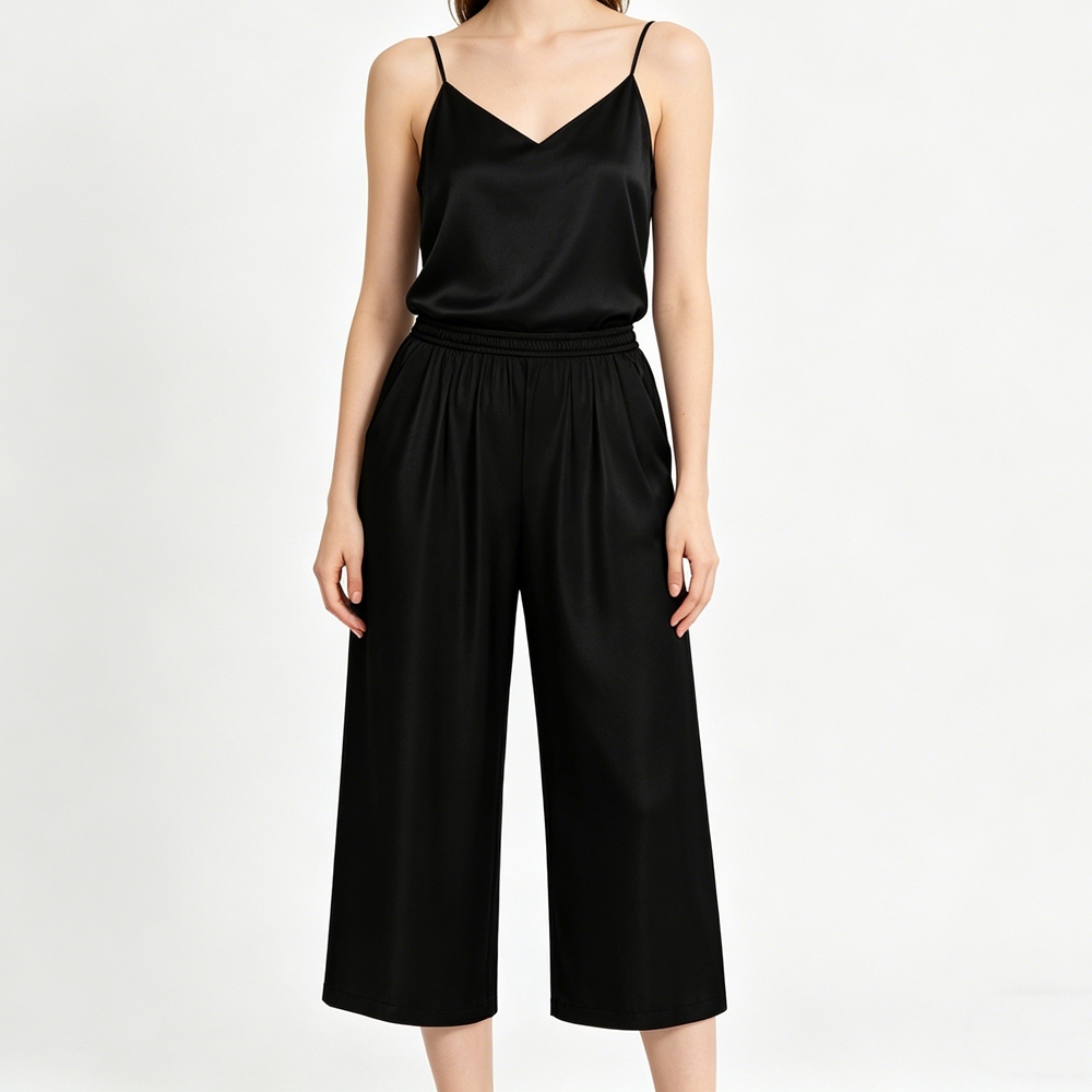 100% Silk 3/4 Wide Leg Pants