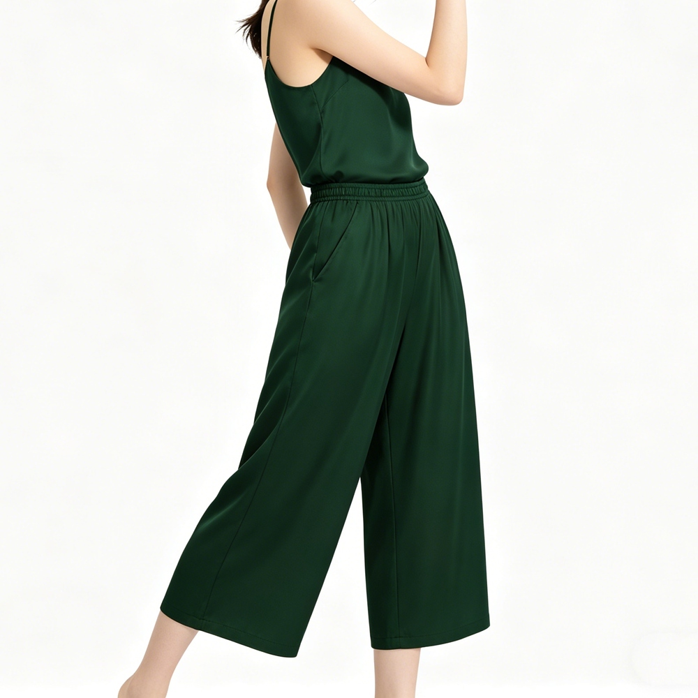 100% Silk 3/4 Wide Leg Pants