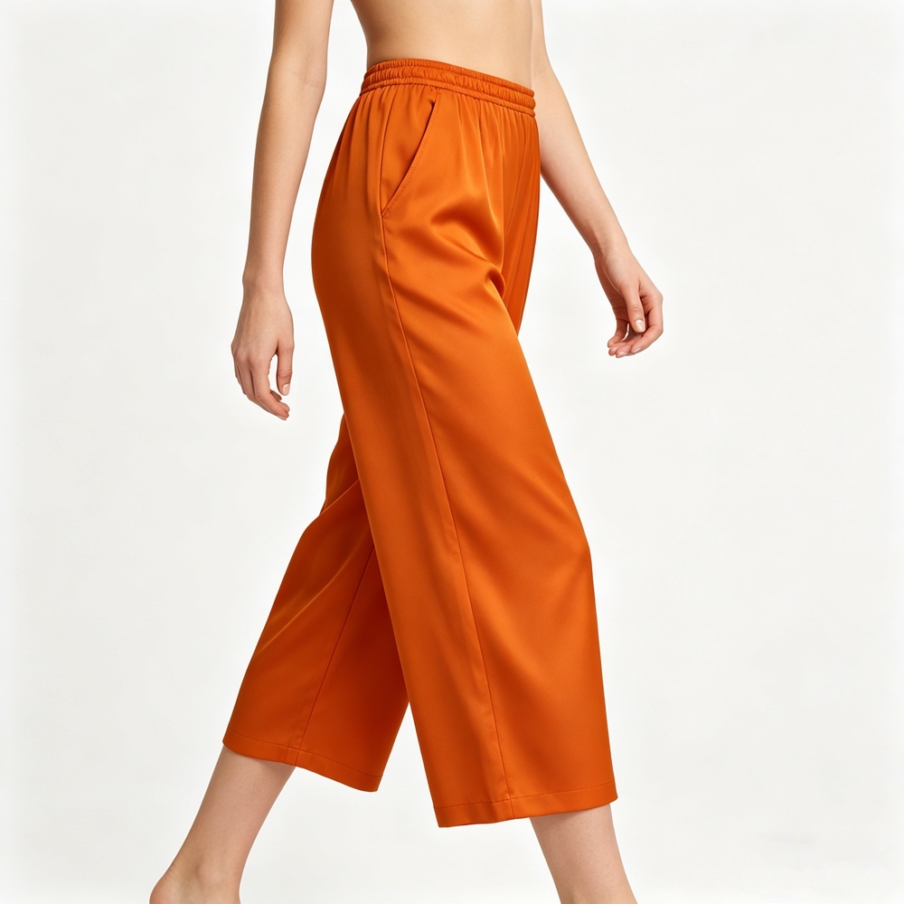 100% Silk 3/4 Wide Leg Pants