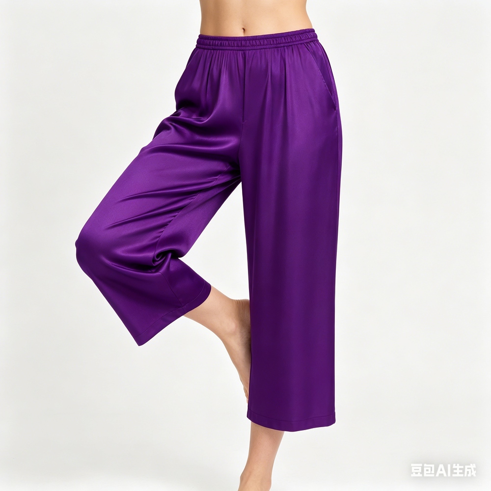 100% Silk 3/4 Wide Leg Pants