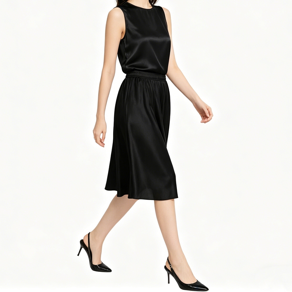 Women's Knee Length Silk Culottes Shorts