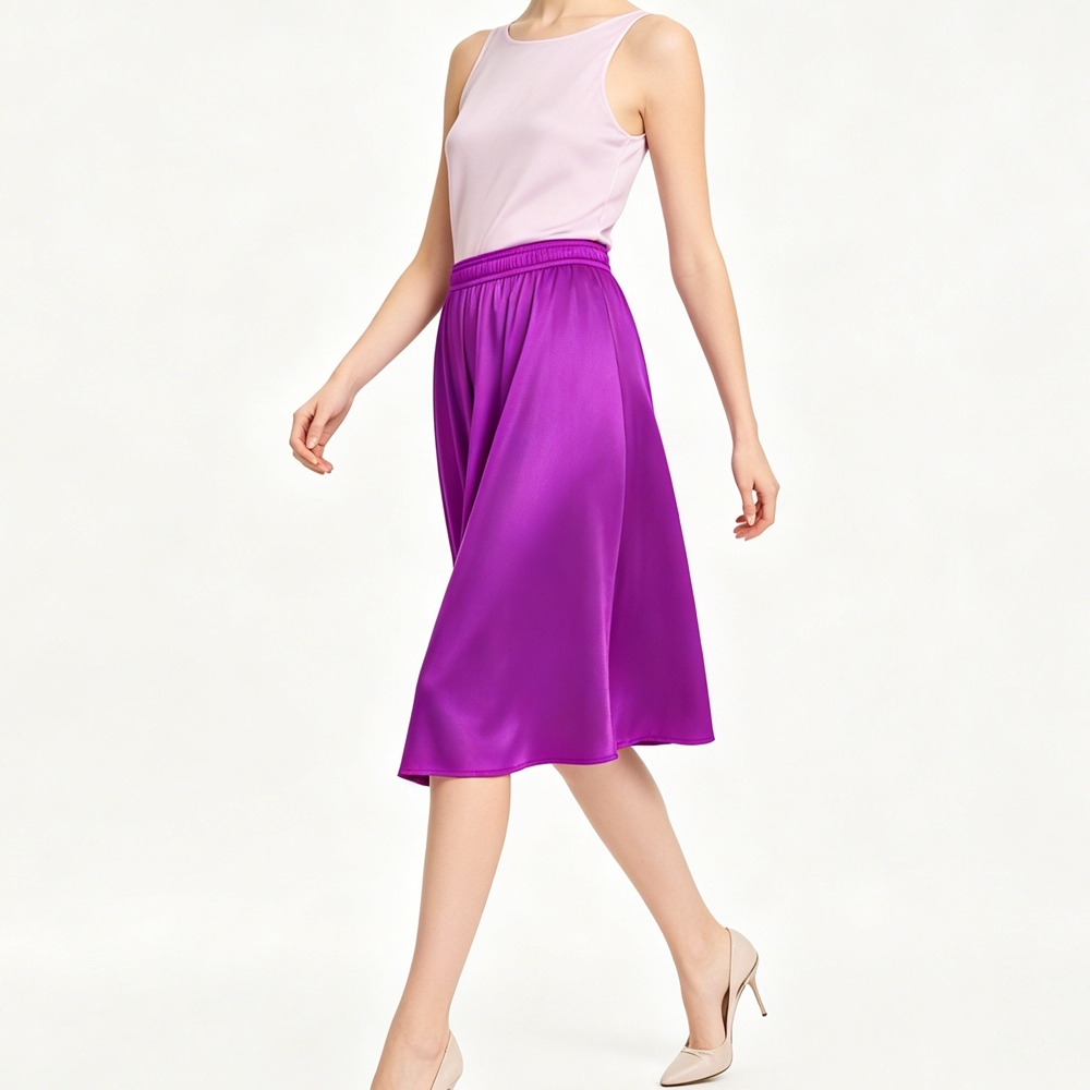 Women's Knee Length Silk Culottes Shorts
