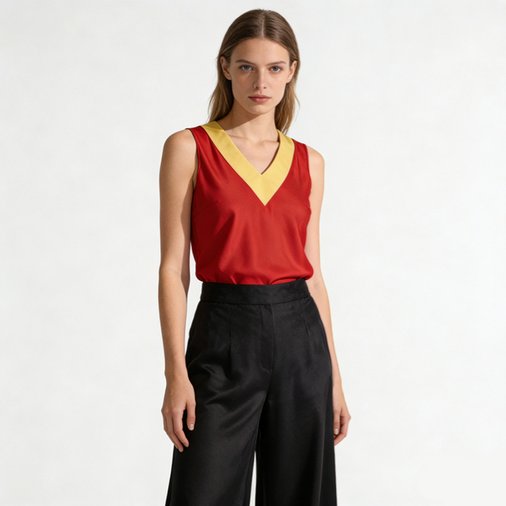 Silk V Neck Tank Tops
