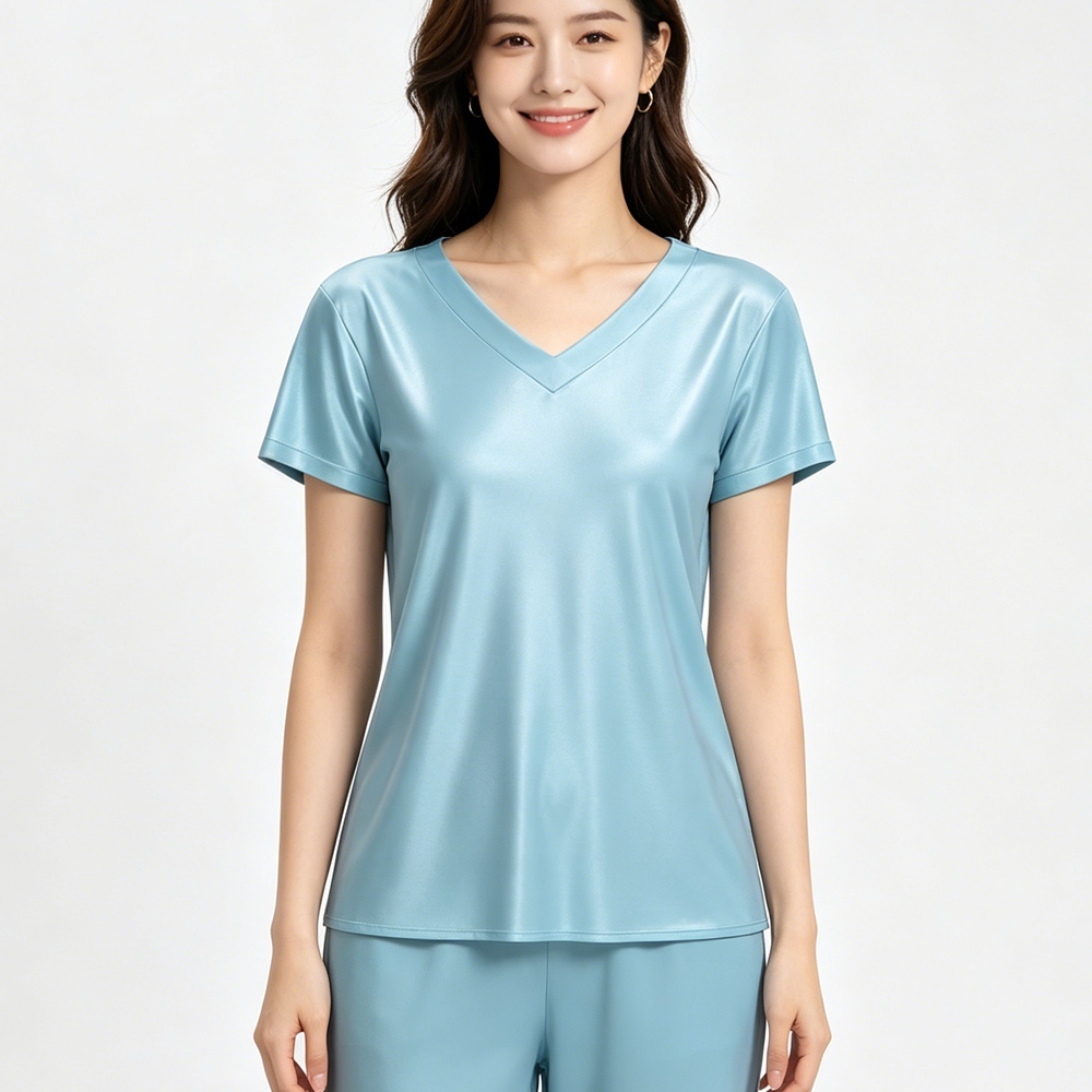 Silk V Neck T Shirt Womens