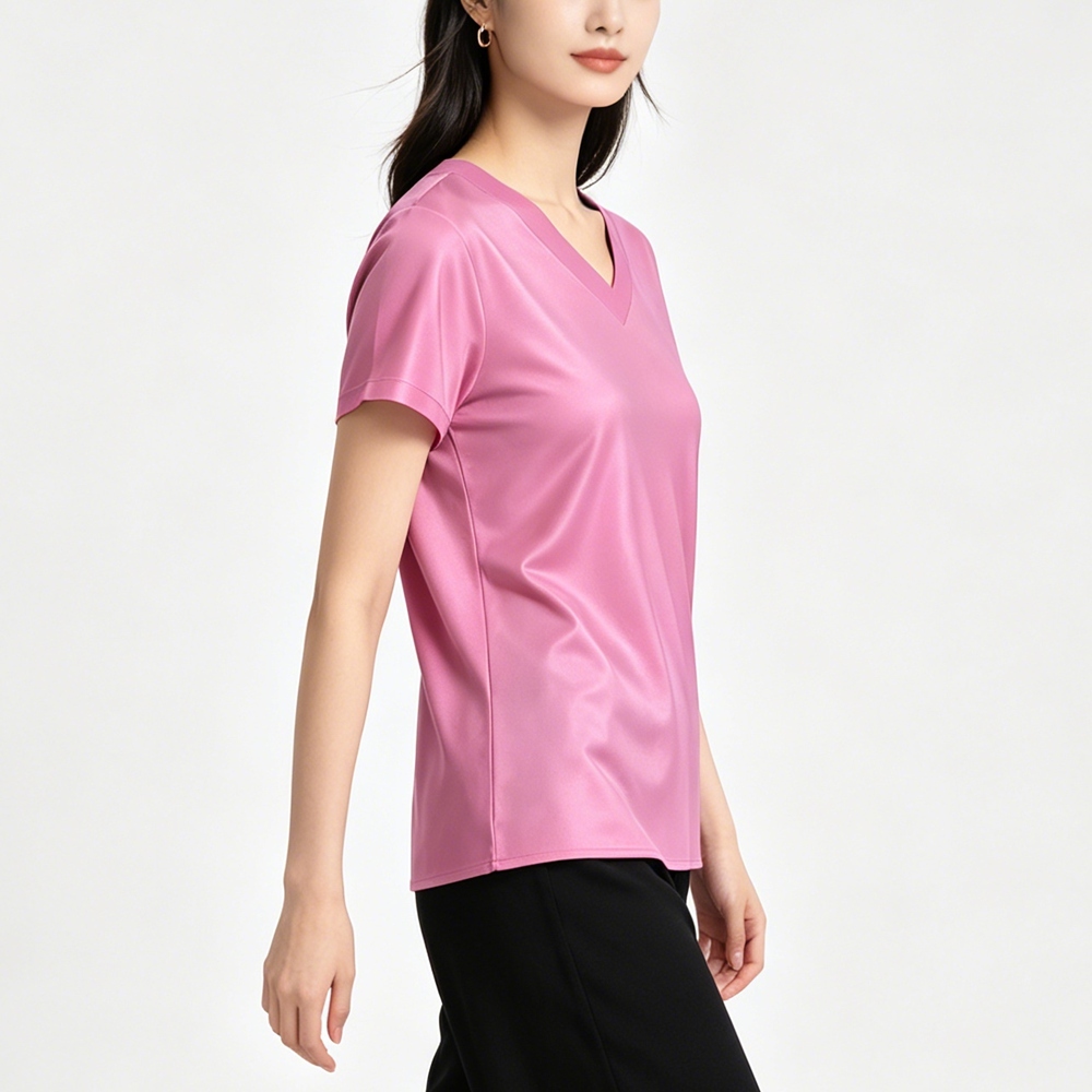 Silk V Neck T Shirt Womens