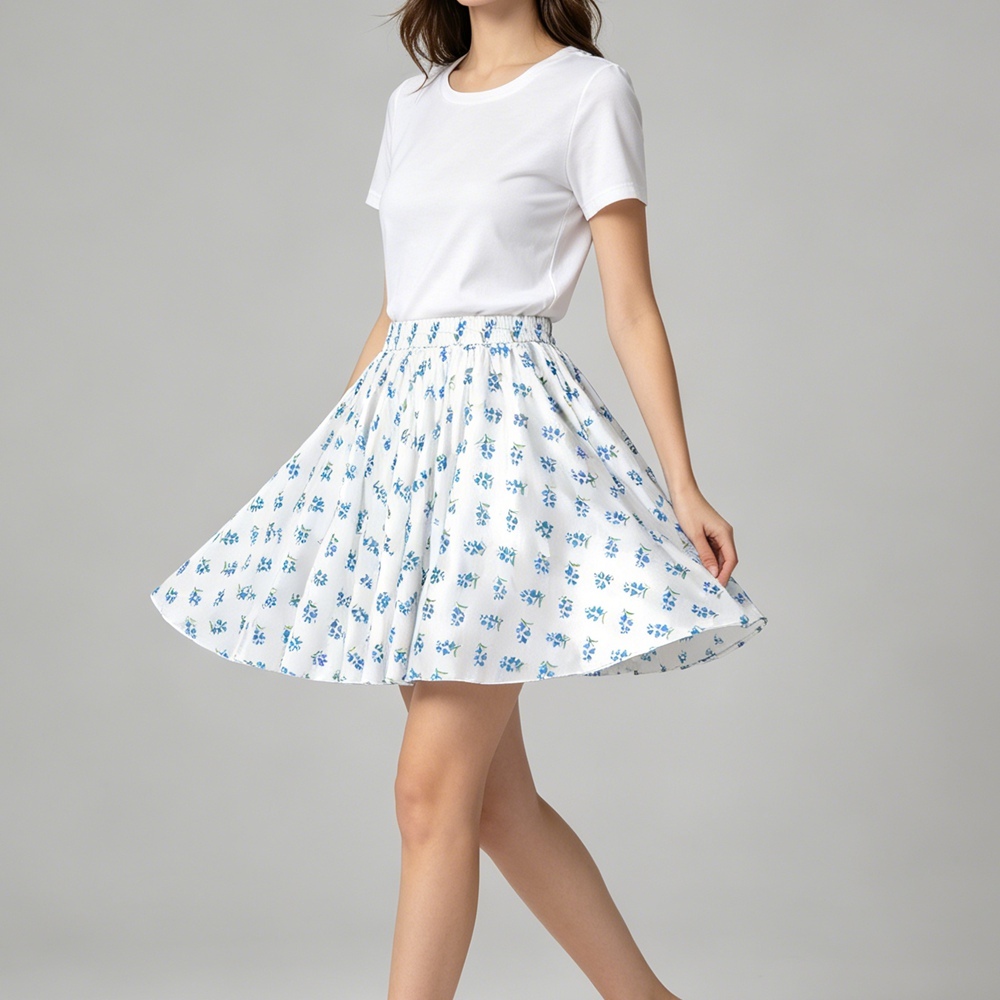 100% Silk Little Flower Full Circle Mini Skirts