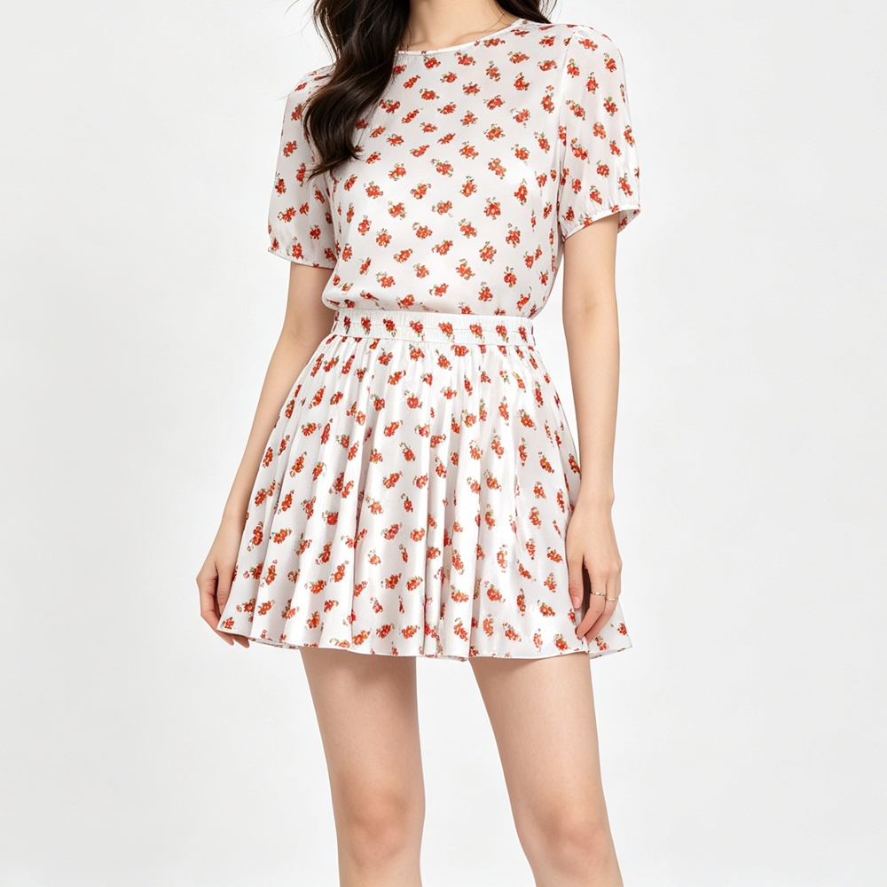 100% Silk Little Flower Full Circle Mini Skirts