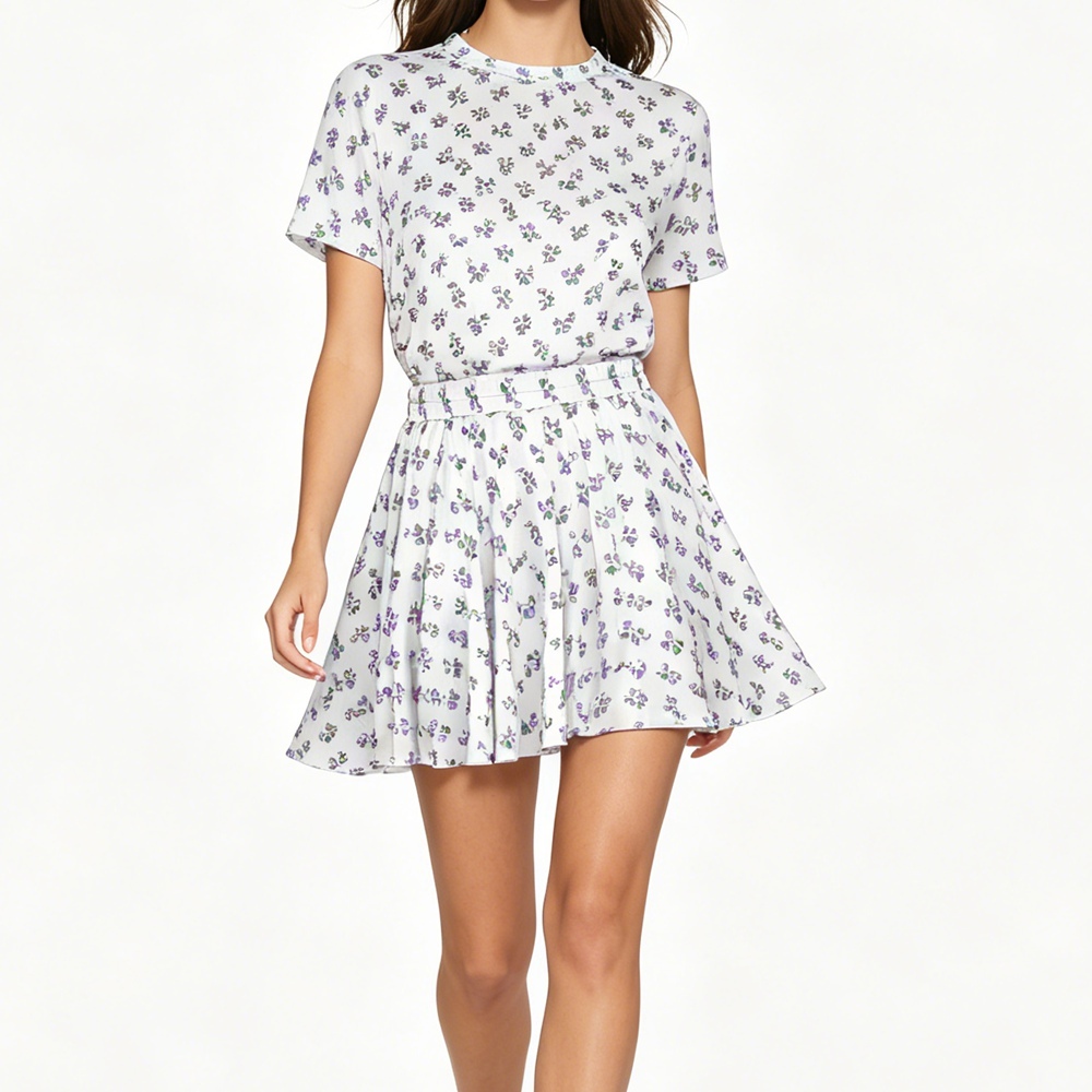 100% Silk Little Flower Full Circle Mini Skirts