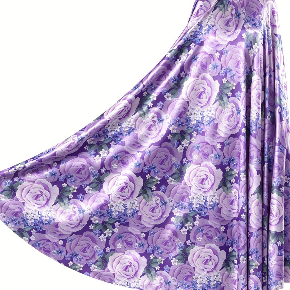 Floral Rose Print 100% Mulberry Silk Satin Fabric