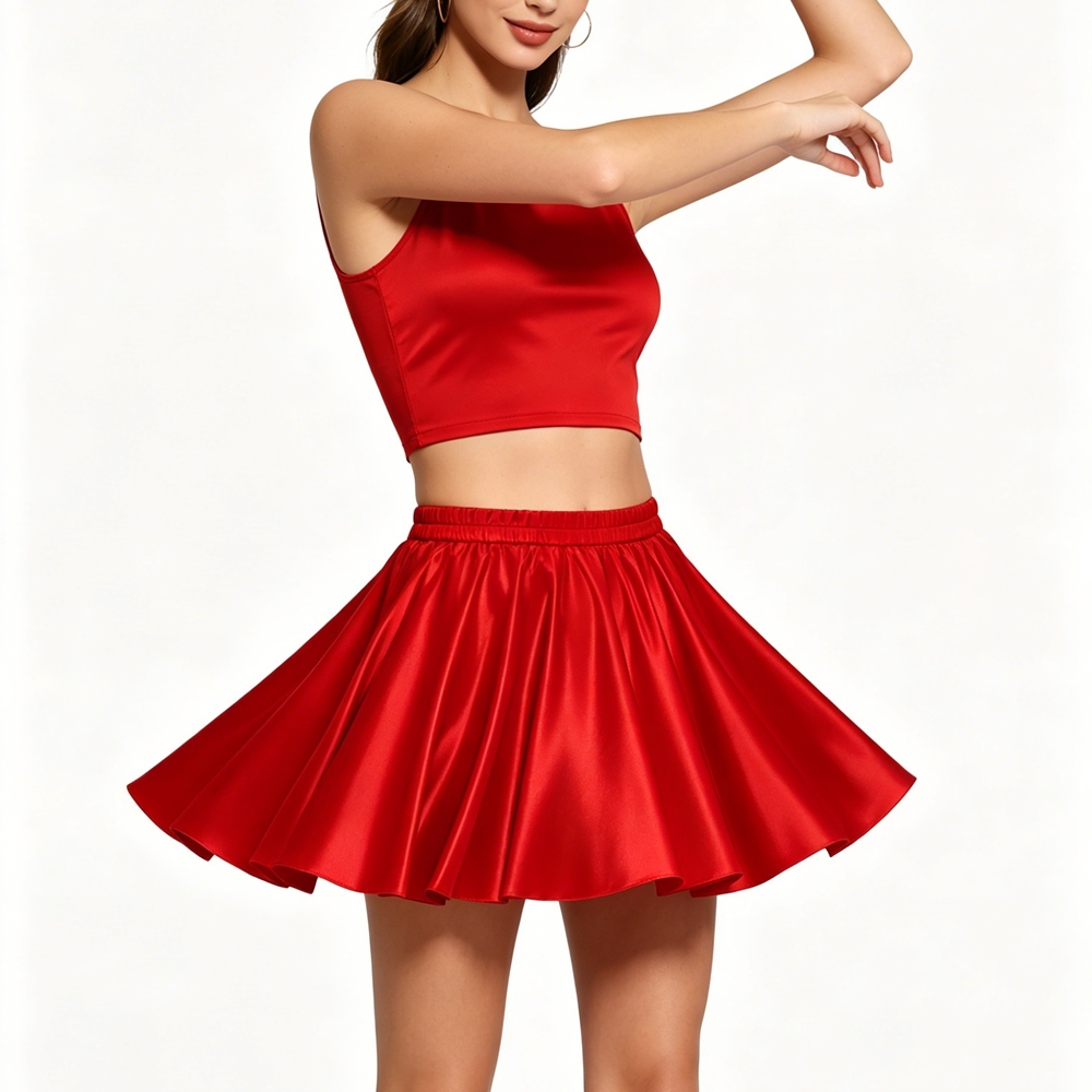 Full Circle 100% Mulberry Silk Mini Skirt Elastic Waist