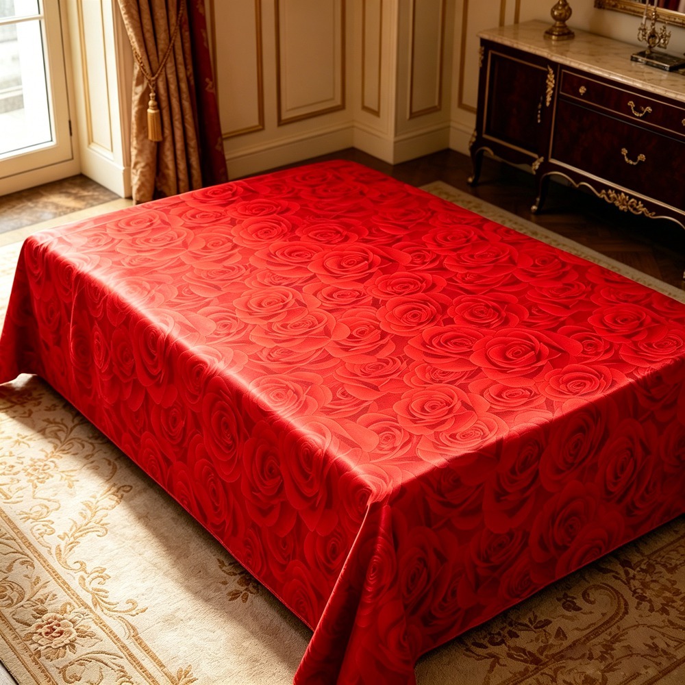100% Mulberry Silk Red Rose Print Bedding Set