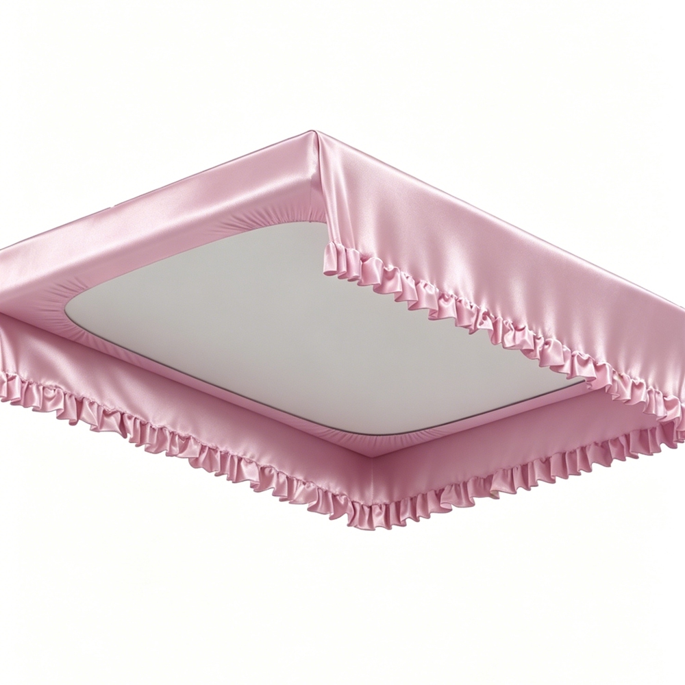 100% Mulberry Silk Ruffled Bed Skirt Fitted Sheet Style | Twin Full Queen King Cal King Sizes