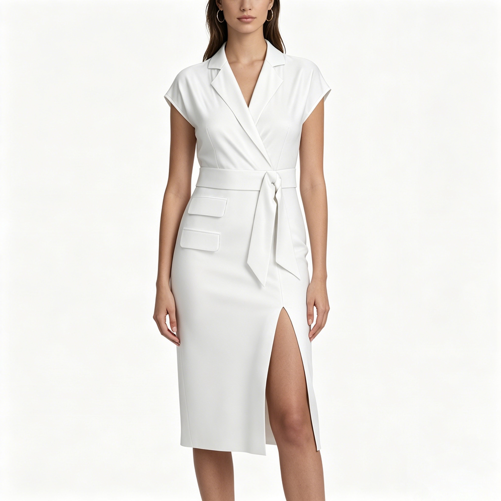 30 Momme Women's Knee Length Mulberry Silk Blazer Dress