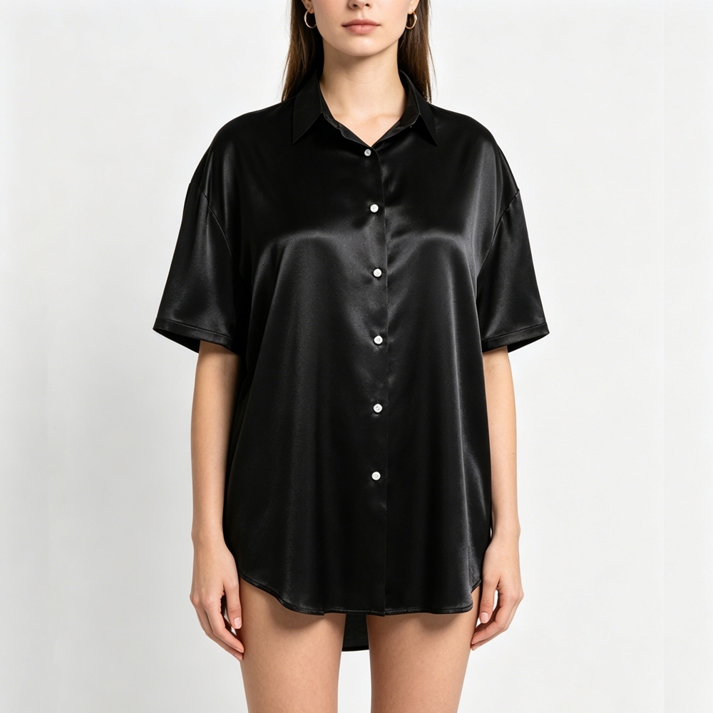 Women's Silk Oversized Short Sleeve Shirt