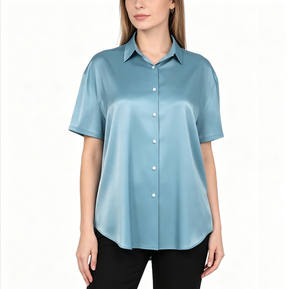 Women's Silk Oversized Short Sleeve Shirt