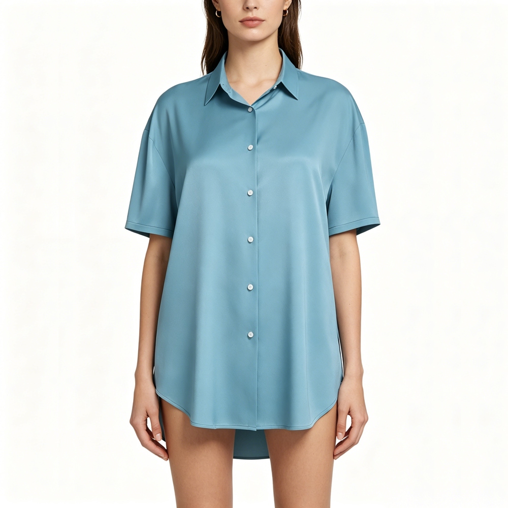 Women's Silk Oversized Short Sleeve Shirt