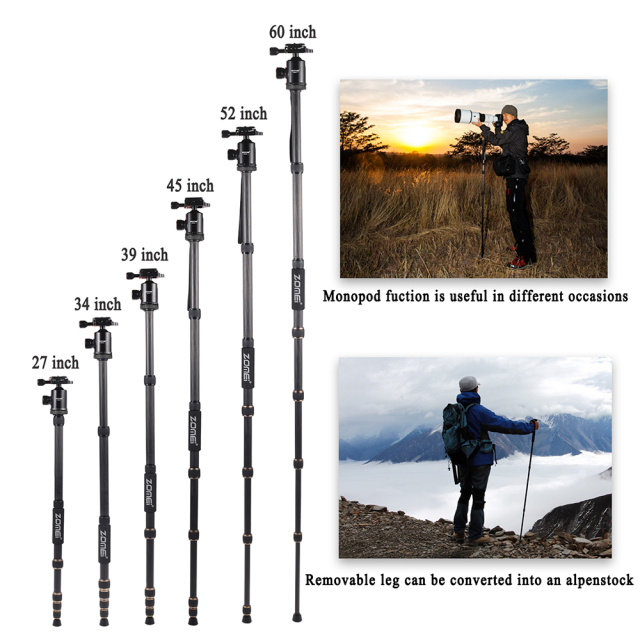 ZOMEi Z669C Ultra Travel Tripod with Twist Locks - Enough Compact and Sturdy for Outdoor Long-exposure Images Shooting