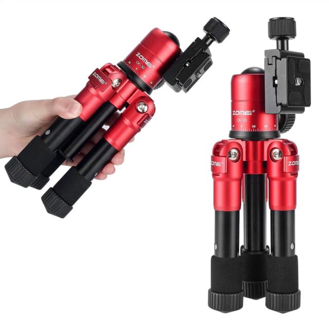 ZOMEi CK30 Aluminum Mini Tabletop Tripod with 360 Degree Panoramic Ball Head - Red