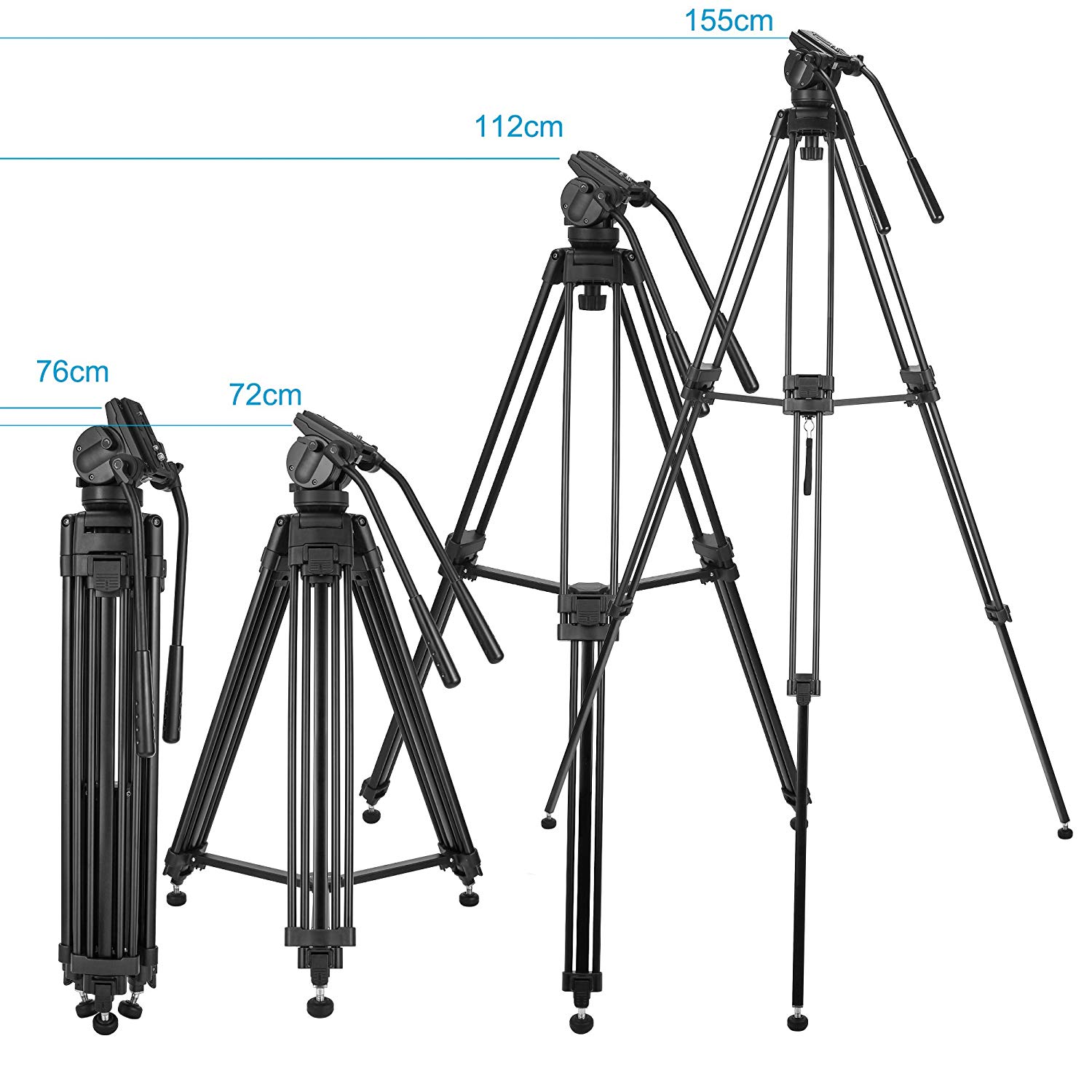 ZOMEi Professional Heavy Duty Aluminum Video Tripod Twin Tube Vt2500 inch with 360-Degree Panoramic Fluid Head, Mid-Level Spreader for DSLR Camcorder