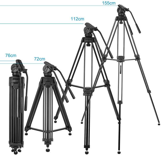ZOMEi Professional Heavy Duty Aluminum Video Tripod Twin Tube Vt2500 inch with 360-Degree Panoramic Fluid Head, Mid-Level Spreader for DSLR Camcorder