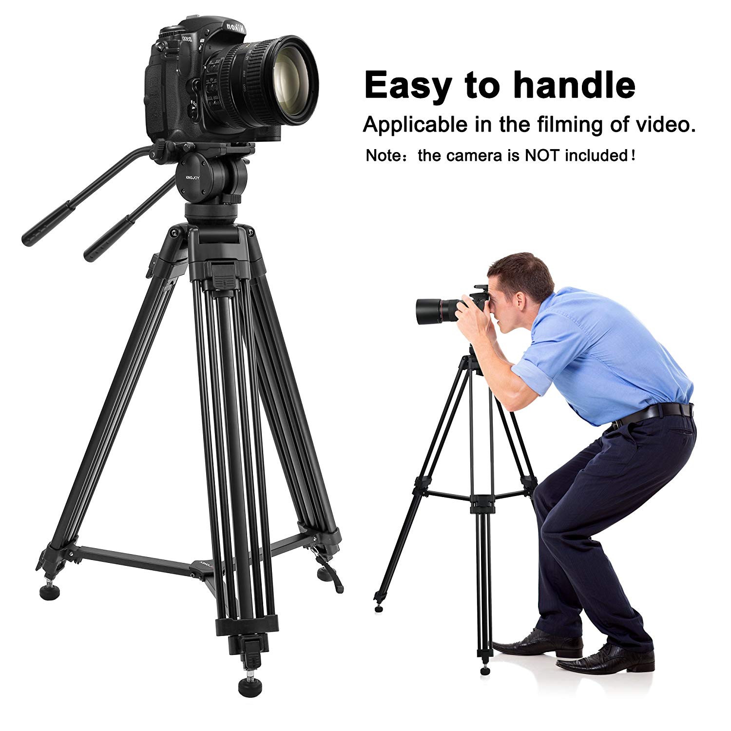 ZOMEi Professional Heavy Duty Aluminum Video Tripod Twin Tube Vt2500 inch with 360-Degree Panoramic Fluid Head, Mid-Level Spreader for DSLR Camcorder
