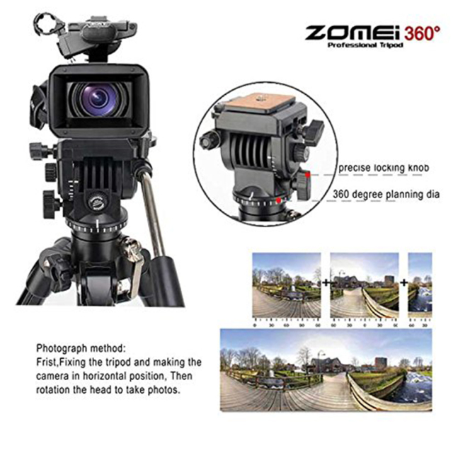 ZOMEi Video Tripod VT111 with Professional 360 Degree Fluid Damping Head and Fit for Panoramic Shooting - Suitable for DSLR Camcorder Video