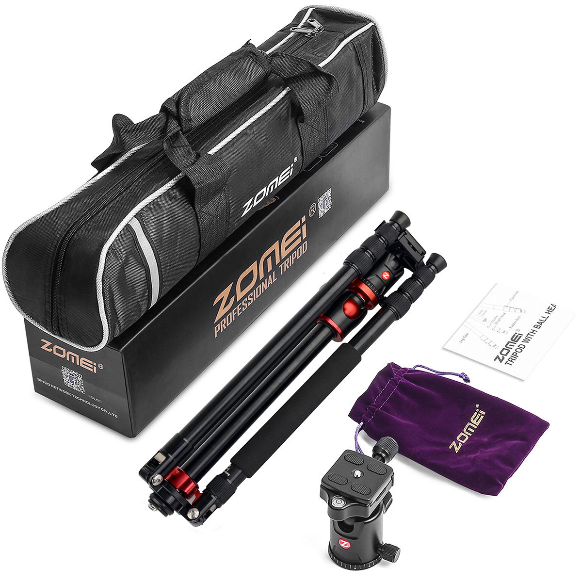 ZOMEi M8 Professional Camera Tripod 72-inch with Extension Arm Monopod ...