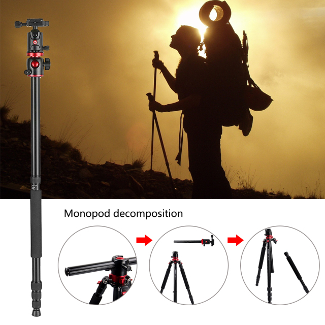 ZOMEi M8 Professional Camera Tripod 72-inch with Extension Arm Monopod Conversion for Faster Composition and Video Shooting