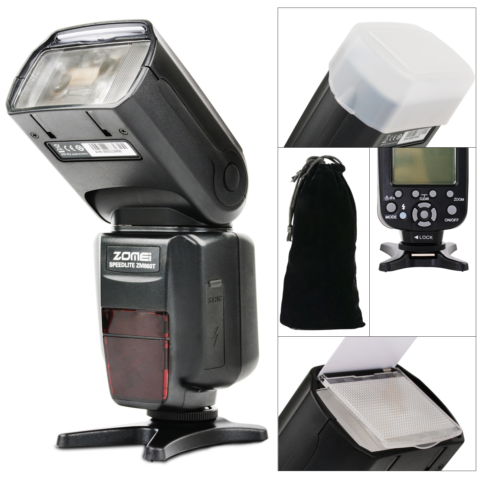 Flash Speedlite ZOMEi ZM860 for Canon Nikon with Standard Hot Shoe,
