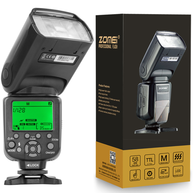 ZOMEi ZM-580T Auto Focus TTL High Sync Speed Flash Speedlight Flash with Radio Slave for Nikon DSRL Cameras