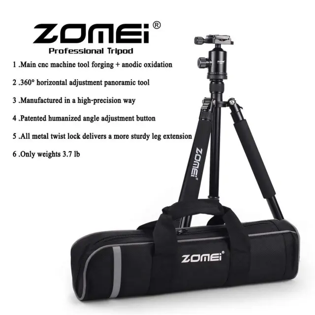 ZOMEi Z818 / Z888 Heavy Duty Camera Tripod 65 Inch for Professional Photographic Shooting for Landscape and Food Photography - Black