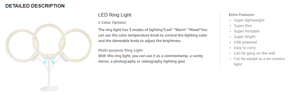 led selfie ring light