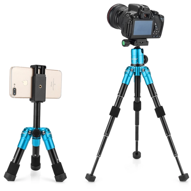 ZOMEi CK30 Small Tabletop Tripod with 360 Degree Panoramic Ball Head - Blue