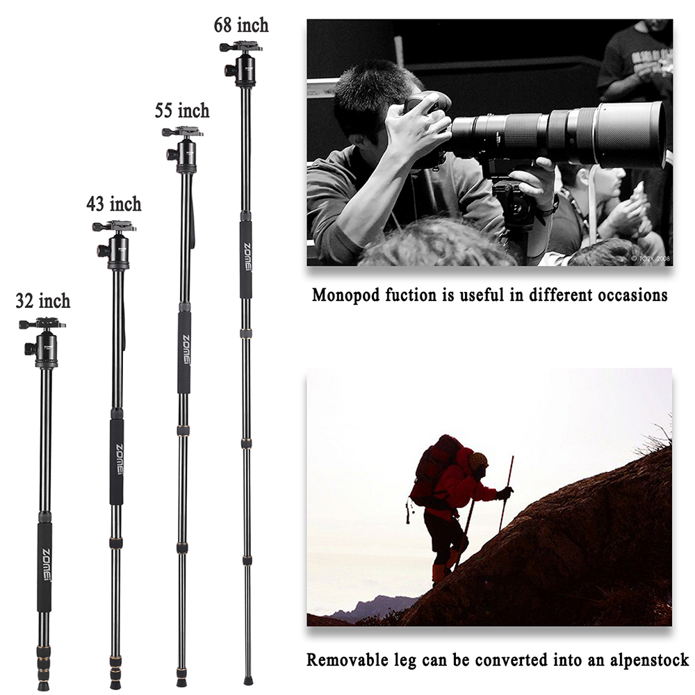ZOMEi Z668 Aluminum Portable Tripod - Enough Sturdy for Camera Support