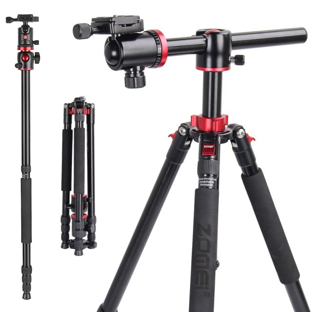ZOMEi M8 Professional Camera Tripod 72-inch with Extension Arm Monopod Conversion for Faster Composition and Video Shooting