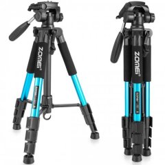 ZOMEi Q111 Lightweight Backpacking Tripod Kit 4-Section with 3-Way Pan Head and Carrying Case for Home Travel Photography Camera DV - Blue