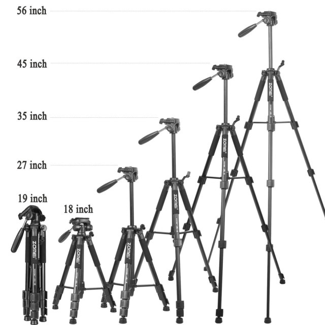 ZOMEi Q111 Portable Aluminum Tripod Stand Kit for Live Broadcast Video Photography and Wildlife Photography