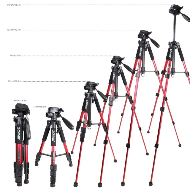 ZOMEi Q111 Portable Aluminum Tripod Stand Kit for Live Broadcast Video Photography and Wildlife Photography