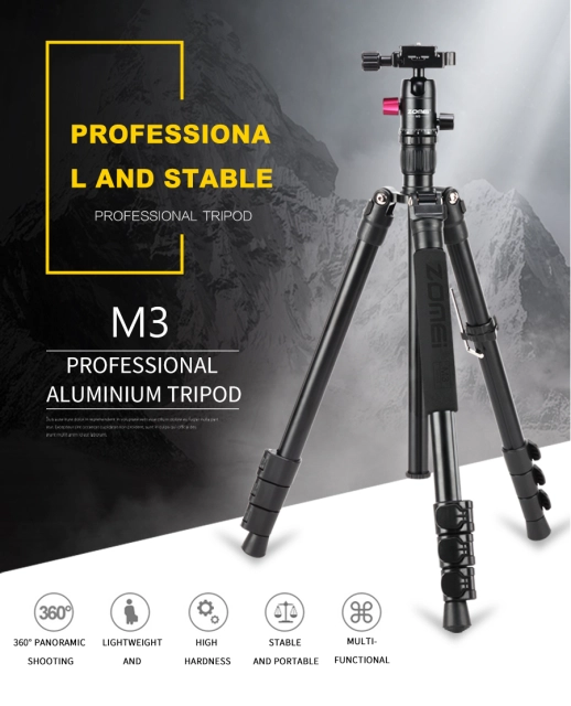 ZOMEi M3 BLACK Tripod with Monopod Compact Ball Head Tripod Kit 62.5 Inch for Wedding and Party Photography with Monopod Conversion