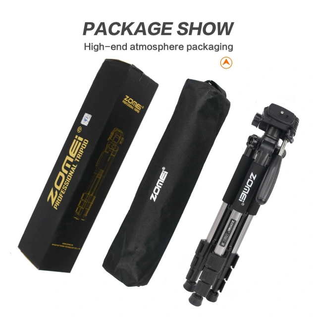 ZOMEi Q111 Lightweight Backpacking Tripod Kit 4-Section with 3-Way Pan Head and Carrying Case for Home Travel Photography Camera DV -Silver