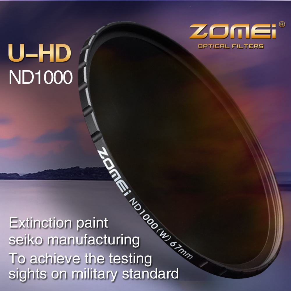 ZoMei Ultra Slim HD 18 Layer Super Multi-Coated S chott Glass PRO Density  Neutral Gray ND1000 Lens Filter - 52-82mm