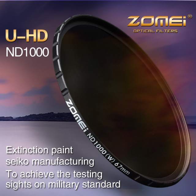 ZoMei Ultra Slim HD 18 Layer Super Multi-Coated S chott Glass PRO Density Neutral Gray ND1000 Lens Filter - 52-82mm