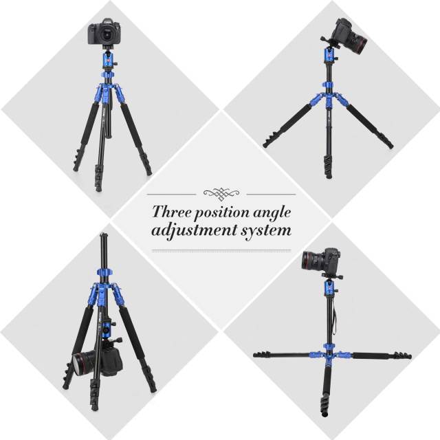 ZOMEi M7 Stable Camera Tripod Range from 22-inch to 67-inch with Adjustable-height Quick Flip Lock Legs for Bird and Landscape Photography-Blue