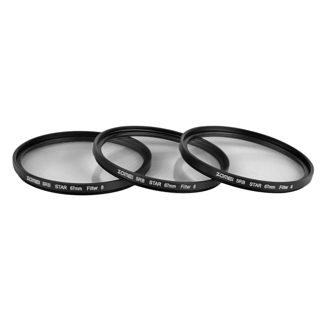 ZOMEI 52MM-82MM Filter Set with 4 Points Star Filter + 6 Points Star Filter + 8 Points Star Filter 