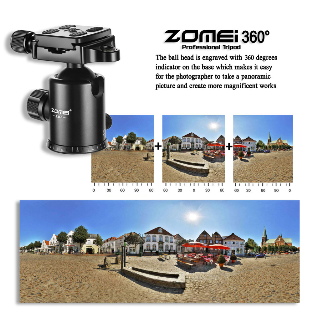 ZOMEi 668C 65" Carbon Fiber Tripod Monopod Lightweight Compact Travel Tripod with 360 Degree Ball Head and Quick Release Plate for DSLR Camera