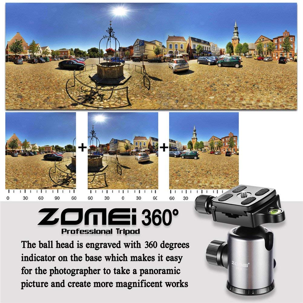 ZOMEi Z818 / Z888 Heavy Duty Camera Tripod 65 Inch for Professional Photographic Shooting for Landscape and Food Photography - Silver