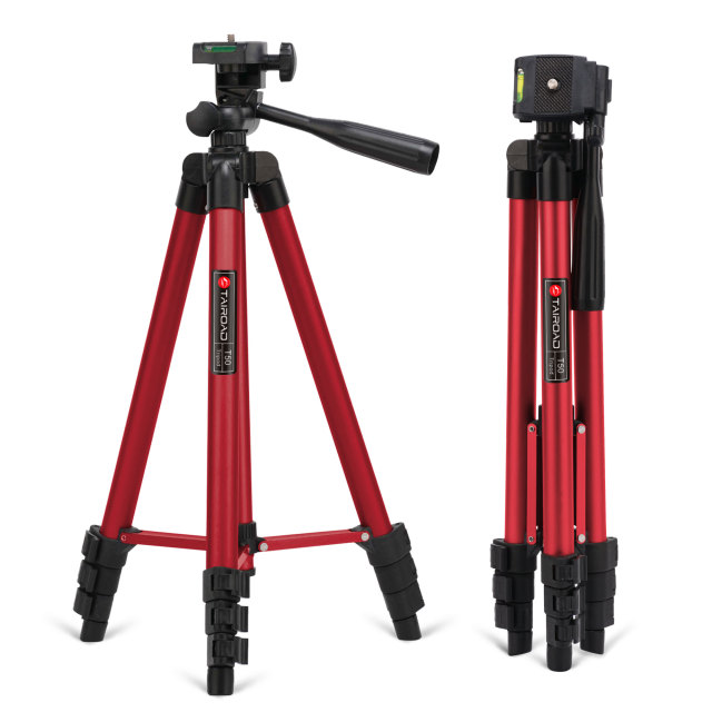 Tairoad 50 Inch Light Weight Portable Travel Tripod for Fishing Light, Mini Projector, Security Camera, Tiny Camera Telescope with Carrying bag(red)