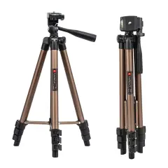 Tairoad 50 Inch Light Weight Portable Travel Tripod for Fishing Light, Mini Projector, Security Camera, Tiny Camera Telescope with Carrying bag(gold)