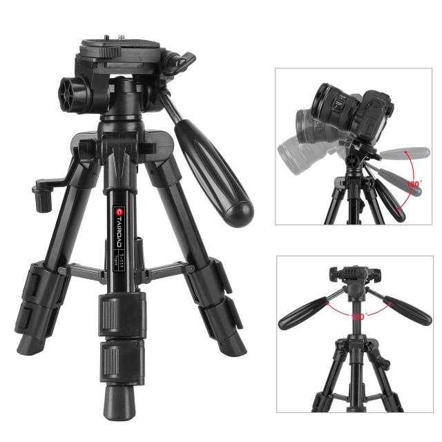 Tairoad T-111 Tabletop Tripod 12.5inch Lightweight Aluminum Mini Travel Tripod with 360° Rotating Pan Head for Tablet Camera Canon EOS Sony Nikon Sams